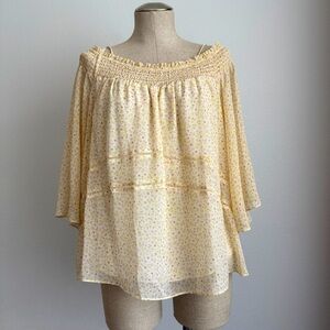 Rebecca Minkoff Off-Shoulder Smocked Top in Cream Floral